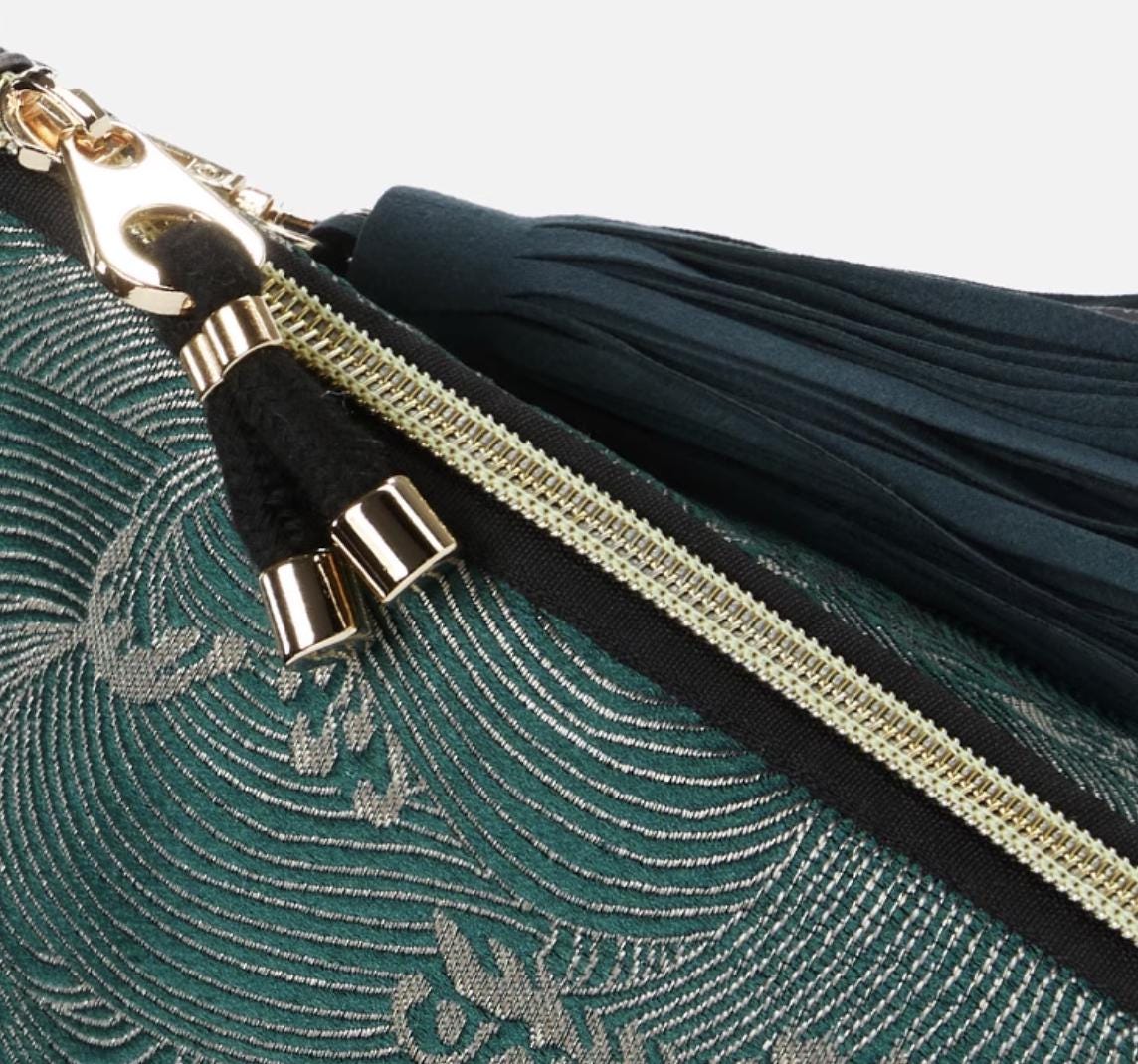 Triangle Clutch Bag, Traditional Wave Pattern, Artistic Oriental Handbag for Cultural Gift Giving