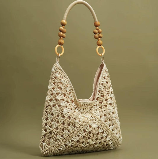 Handmade Woven Straw Shoulder Bag - Large Capacity Boho Tote for Beach, Vacation & Daily Commute