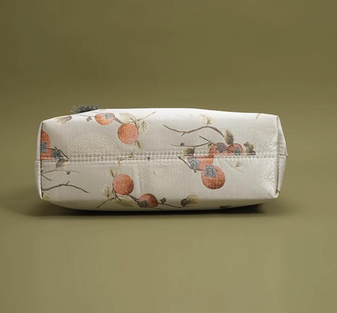 Elegant Chinese Vintage Style Tote Bag with Beaded Handle and Floral Embroidery