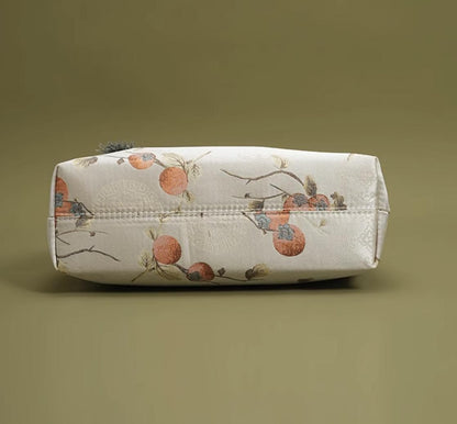 Elegant Chinese Vintage Style Tote Bag with Beaded Handle and Floral Embroidery