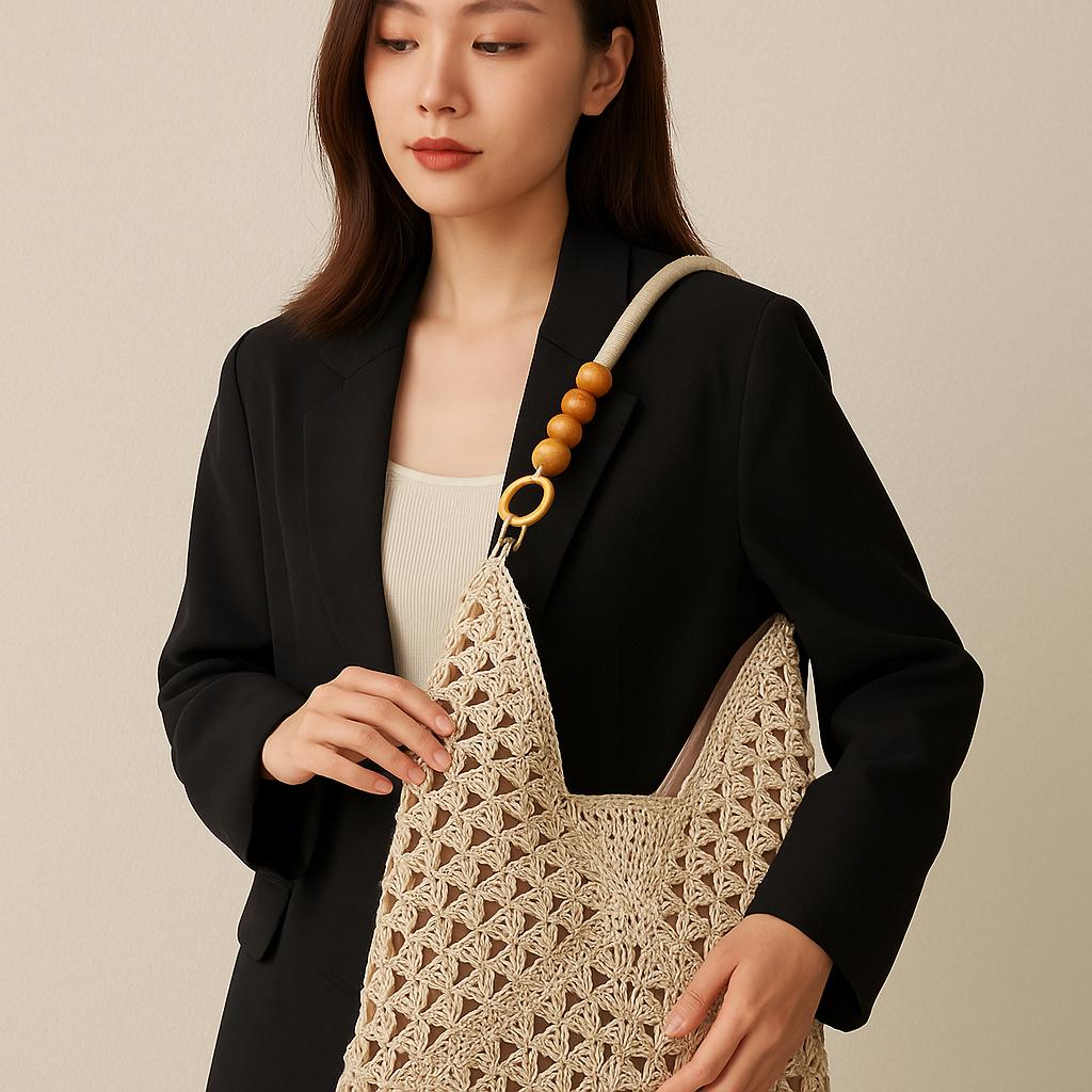 Handmade Woven Straw Shoulder Bag - Large Capacity Boho Tote for Beach, Vacation & Daily Commute
