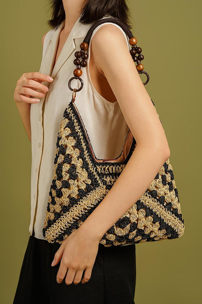 Handmade Woven Straw Shoulder Bag - Large Capacity Boho Tote for Beach, Vacation & Daily Commute