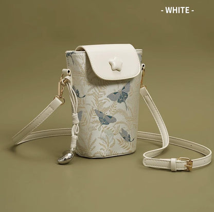Butterfly Pattern Crossbody Phone Bag – Embroidered PU Leather Shoulder Bag with Adjustable Strap