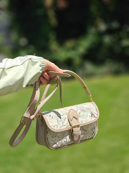 Oriental Embroidered Dragon Brocade Shoulder Bag – New Chinese Style, Vintage Buckle Design, Elegant Crossbody Purse