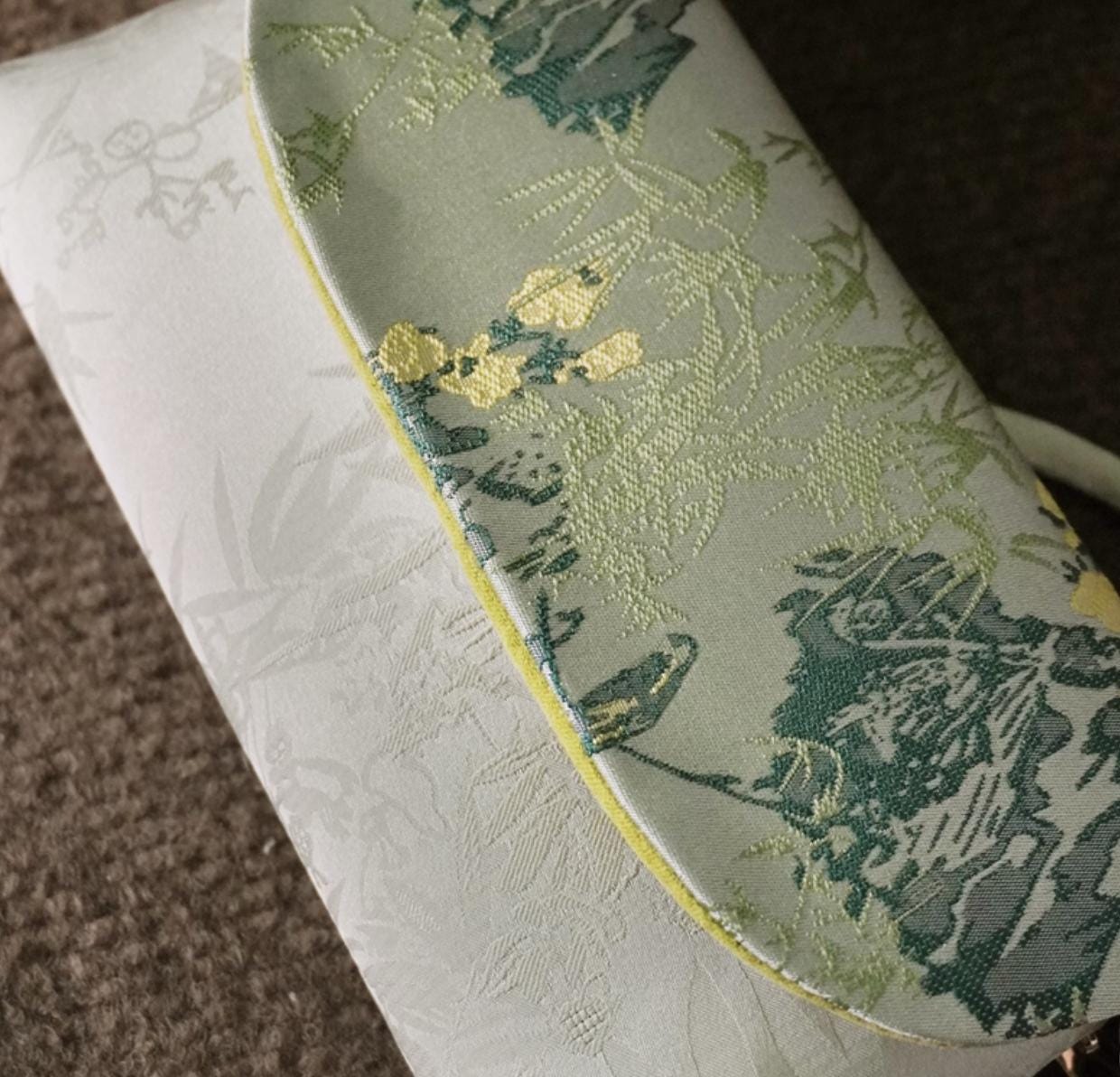 Silk Brocade Crossbody Purse – Handmade Oriental Landscape Design Bag for Daily Elegance and Gift Giving