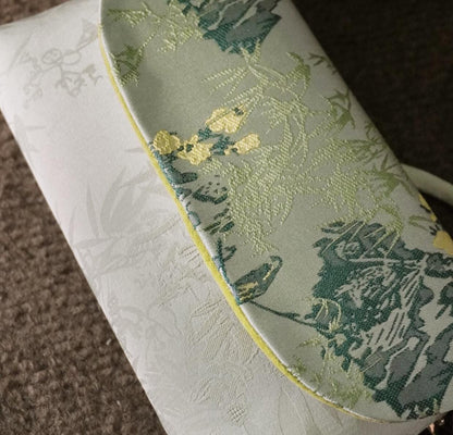 Silk Brocade Crossbody Purse – Handmade Oriental Landscape Design Bag for Daily Elegance and Gift Giving