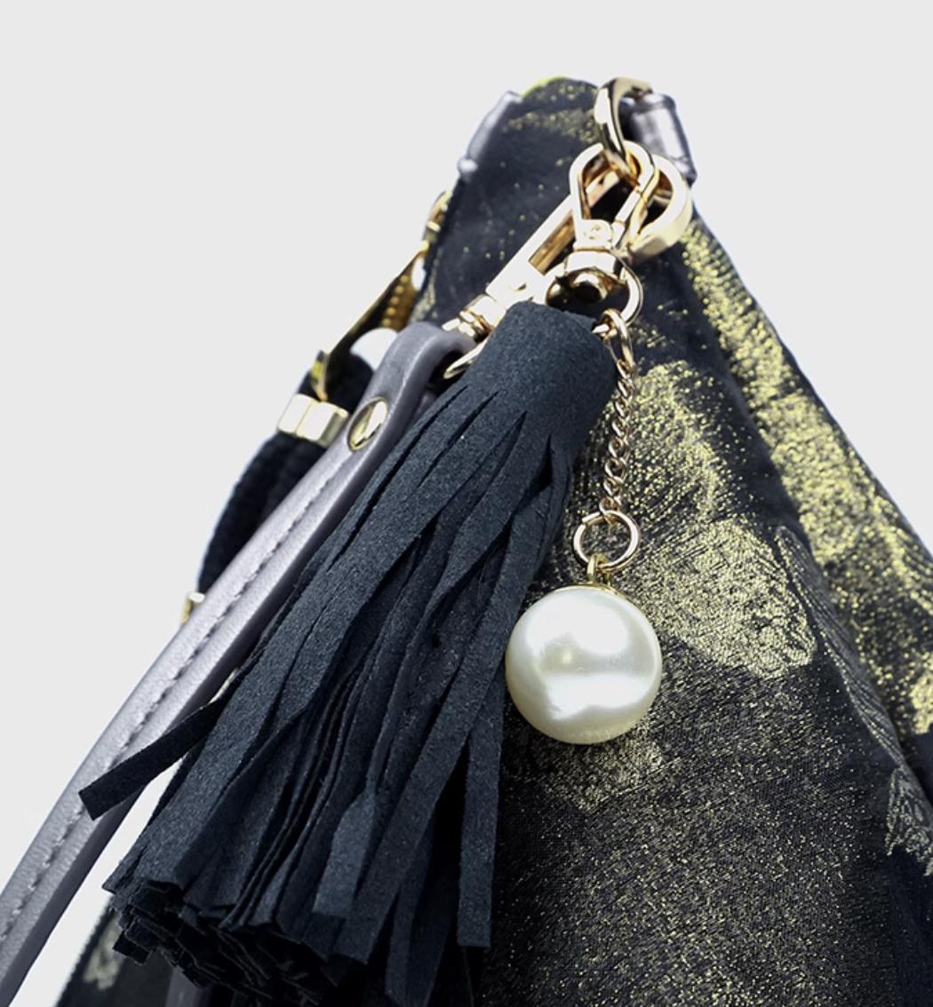 Triangle Clutch Bag, Traditional Wave Pattern, Artistic Oriental Handbag for Cultural Gift Giving