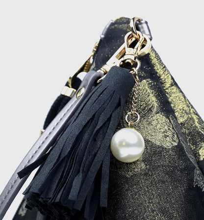 Triangle Clutch Bag, Traditional Wave Pattern, Artistic Oriental Handbag for Cultural Gift Giving